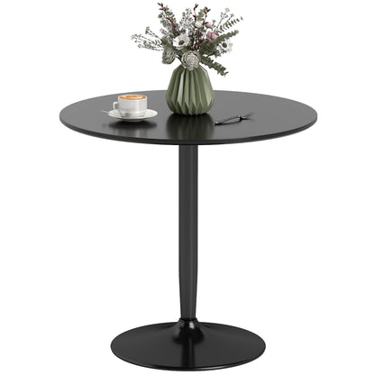 Round Dining Table 31.5" Ø x 29.5" H – 2-Person Kitchen Table with Powder-Coated Steel Pedestal and Anti-Slip Feet, Modern Small Dining Table, Black