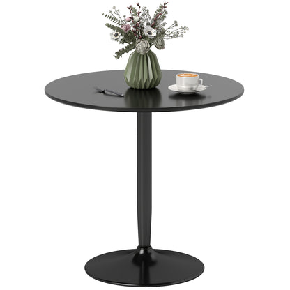 Round Dining Table 31.5" Ø x 29.5" H – 2-Person Kitchen Table with Powder-Coated Steel Pedestal and Anti-Slip Feet, Modern Small Dining Table, Black
