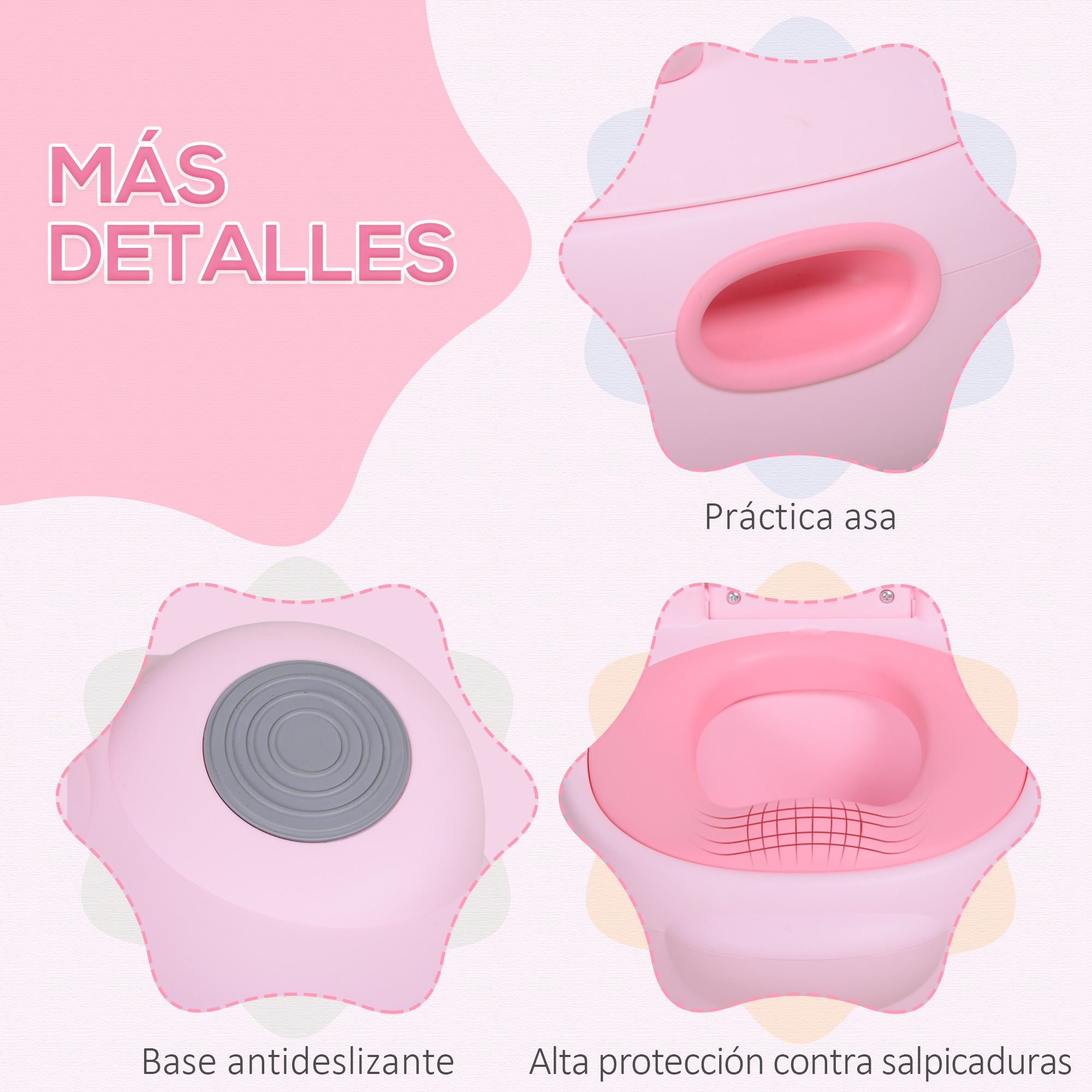 Hippo-Shaped 2-in-1 Baby Potty with Removable Bucket, Toilet Brush for Learning Training, Supports up to 25 kg, 40x30x23 cm, Pink