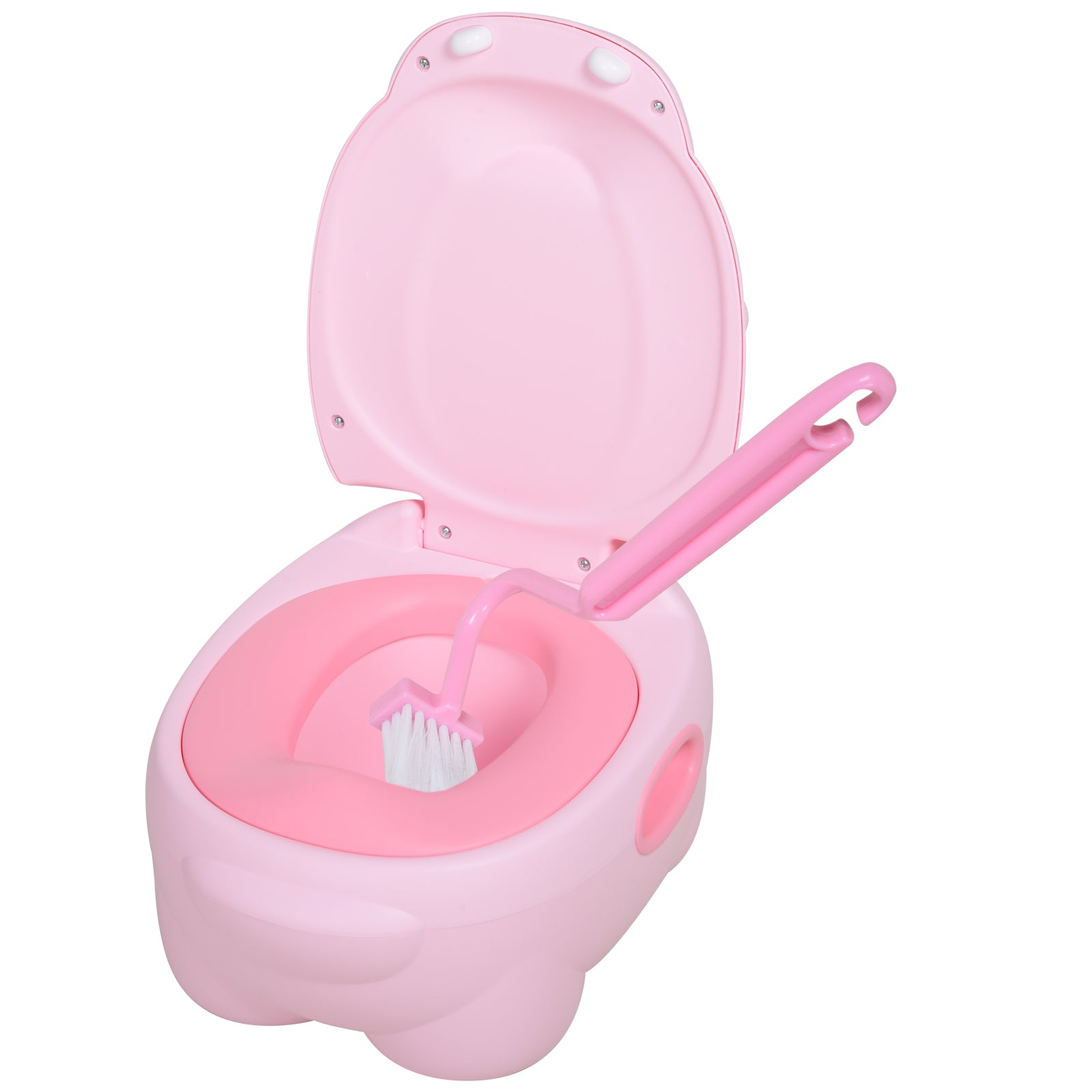 Hippo-Shaped 2-in-1 Baby Potty with Removable Bucket, Toilet Brush for Learning Training, Supports up to 25 kg, 40x30x23 cm, Pink