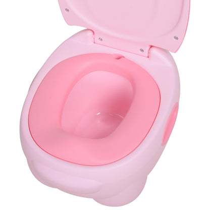 Hippo-Shaped 2-in-1 Baby Potty with Removable Bucket, Toilet Brush for Learning Training, Supports up to 25 kg, 40x30x23 cm, Pink