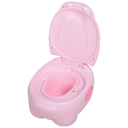 Hippo-Shaped 2-in-1 Baby Potty with Removable Bucket, Toilet Brush for Learning Training, Supports up to 25 kg, 40x30x23 cm, Pink