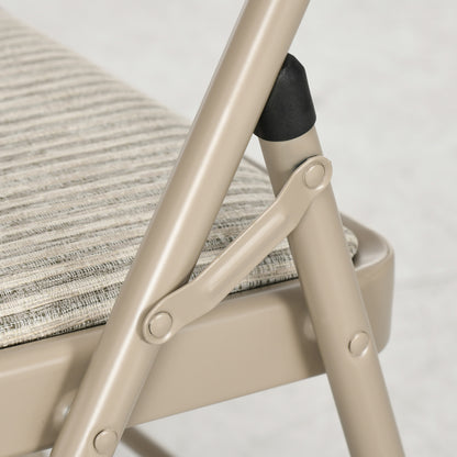 Set of 6 Folding Chairs Portable Dining Room Chairs Indoor Foldable Chair with Linen Cushion and Steel Frame 45 x 46 x 78 cm Beige