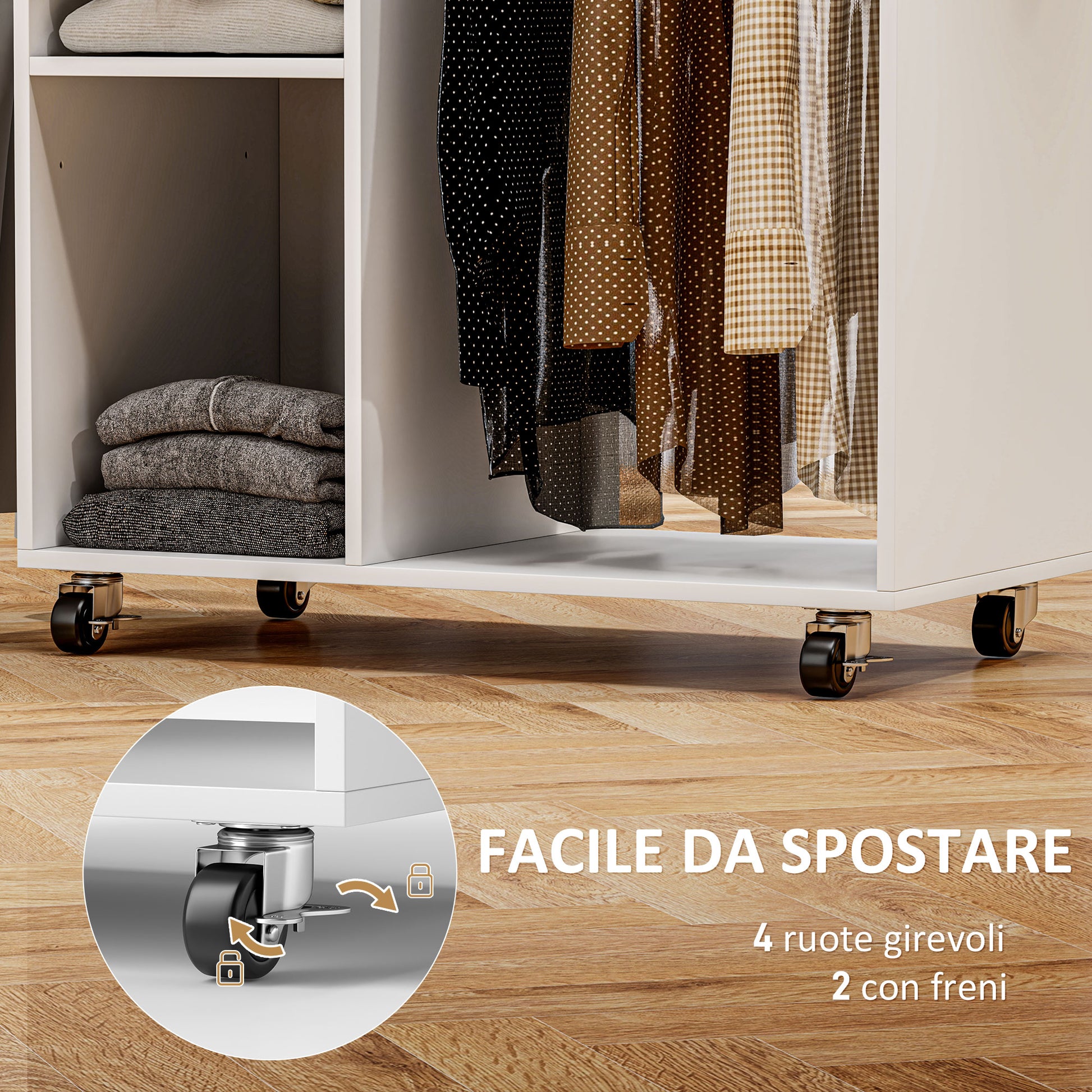 Ironing Board with Brake Wheels and Iron Holder, Multi-Purpose Ironing Board with Hanging Rail, Drawer, and Adjustable Shelf, for Laundry Room, Bathroom, 125x43.5x112 cm, White