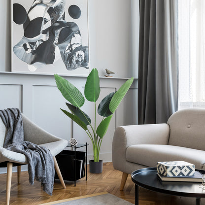 Realistic Artificial Palm Decoration Plant with Pot 7 Leaves for Indoor No Installation Required Ø15x120 cm Green