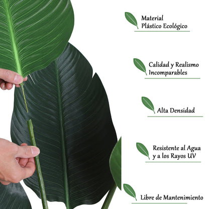 Realistic Artificial Palm Decoration Plant with Pot 7 Leaves for Indoor No Installation Required Ø15x120 cm Green