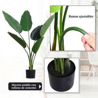 Realistic Artificial Palm Decoration Plant with Pot 7 Leaves for Indoor No Installation Required Ø15x120 cm Green