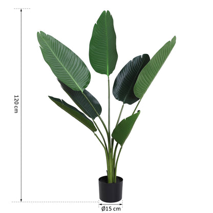 Realistic Artificial Palm Decoration Plant with Pot 7 Leaves for Indoor No Installation Required Ø15x120 cm Green