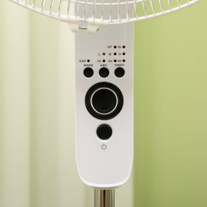 Powerful 45 W Pedestal Fan, Adjustable Height Fan 110-124 cm, Remote Control, 5 Blades of 40 cm, 3 Modes and 3 Speeds, 70° Oscillation and Timer, White