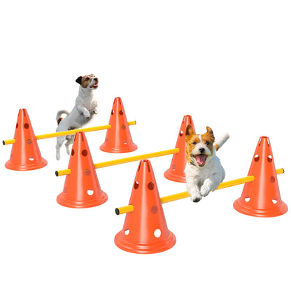3-Piece Dog Agility Set with 6 Cones, 3 Adjustable Hurdles & Carry Bag