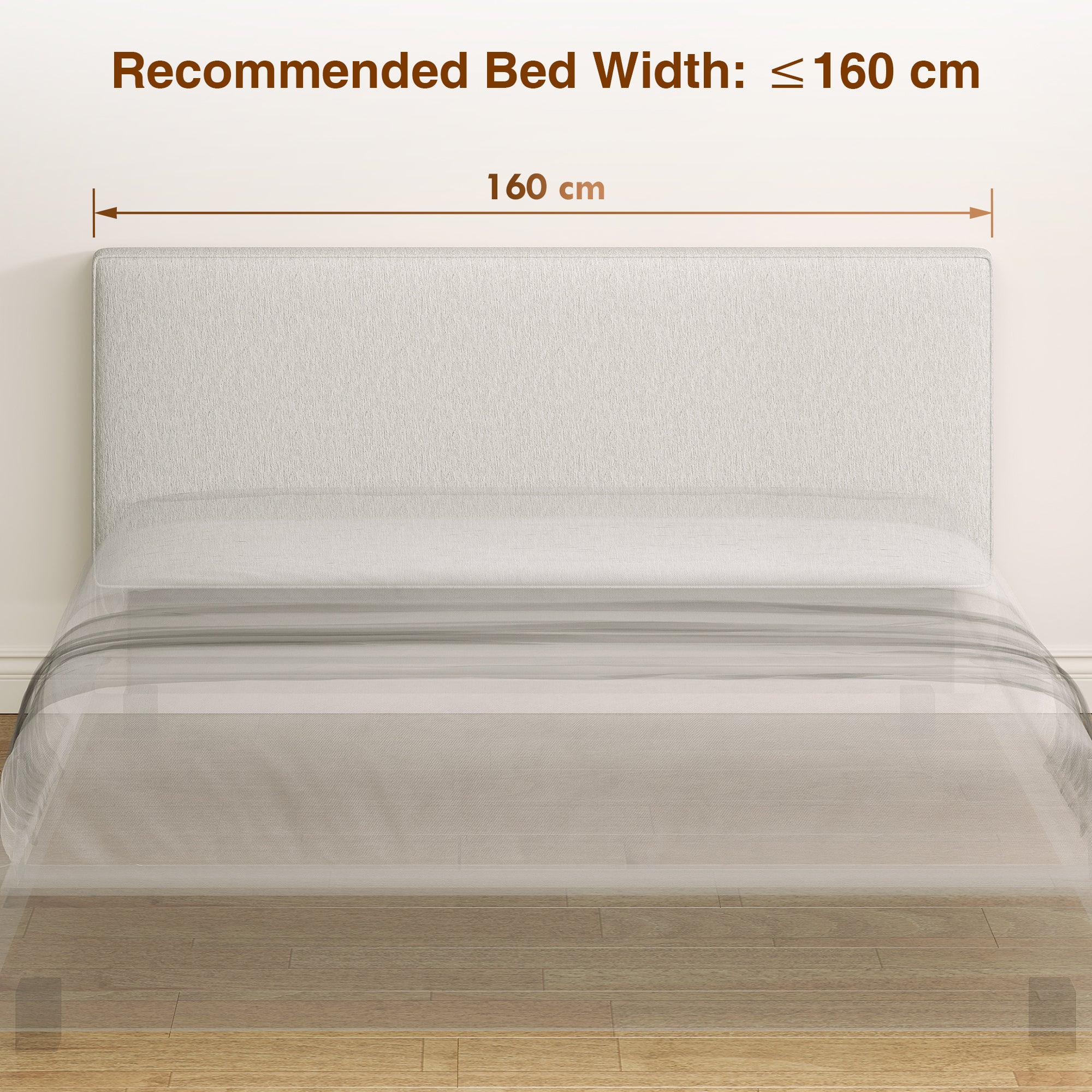 Linen-Effect Padded Floating Headboard, 63 x 24 in (Cream)