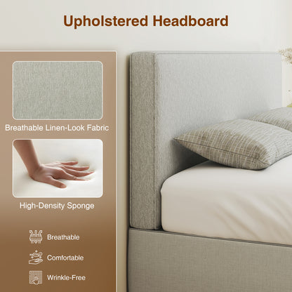 Linen-Effect Padded Floating Headboard, 63 x 24 in (Cream)