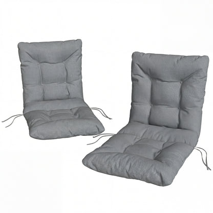 2-Pack Seat Cushions 120 x 50 x 8 cm (47.2 x 19.7 x 3.1 in) — Chair Cushions with Ties, Indoor/Outdoor, Light Gray