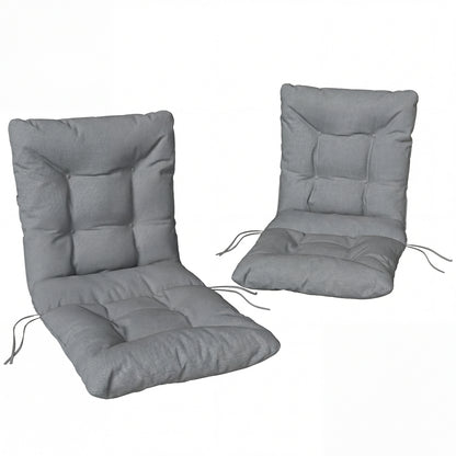 2-Pack Seat Cushions 120 x 50 x 8 cm (47.2 x 19.7 x 3.1 in) — Chair Cushions with Ties, Indoor/Outdoor, Light Gray