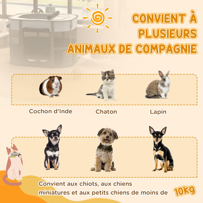 Oxford Fabric Dog Park, Puppy Park, Outdoor Enclosure for Animals, with Storage Pockets, Foldable Enclosure for Dogs and Puppies, 84 x 64 x 53 cm, Gray and Black