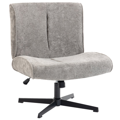 Swivel Lounge Chair, Velvet-Look Height-Adjustable Accent Chair with Steel Cross Base, Padded Reading Chair for Living Room & Bedroom, Gray