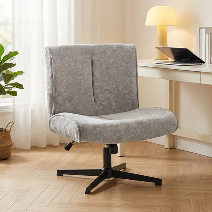 Swivel Lounge Chair, Velvet-Look Height-Adjustable Accent Chair with Steel Cross Base, Padded Reading Chair for Living Room & Bedroom, Gray