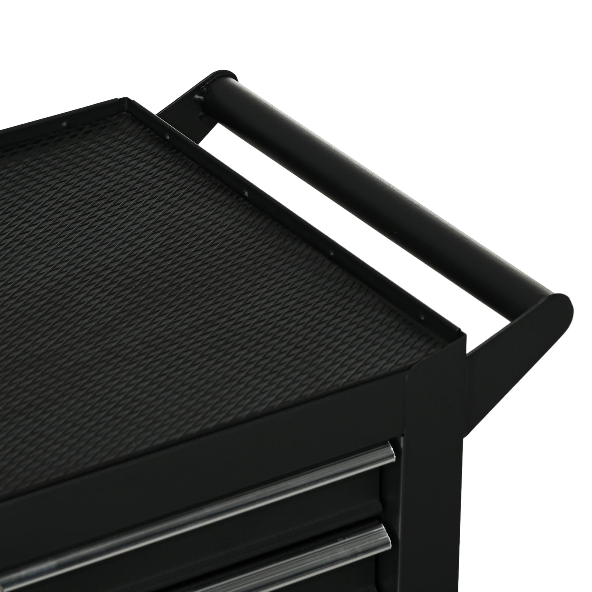 Tool Cart with 7 Drawers, EVA Mats, Lock and 2 Keys, Braked Wheels and Handle, Steel for Garage, Black