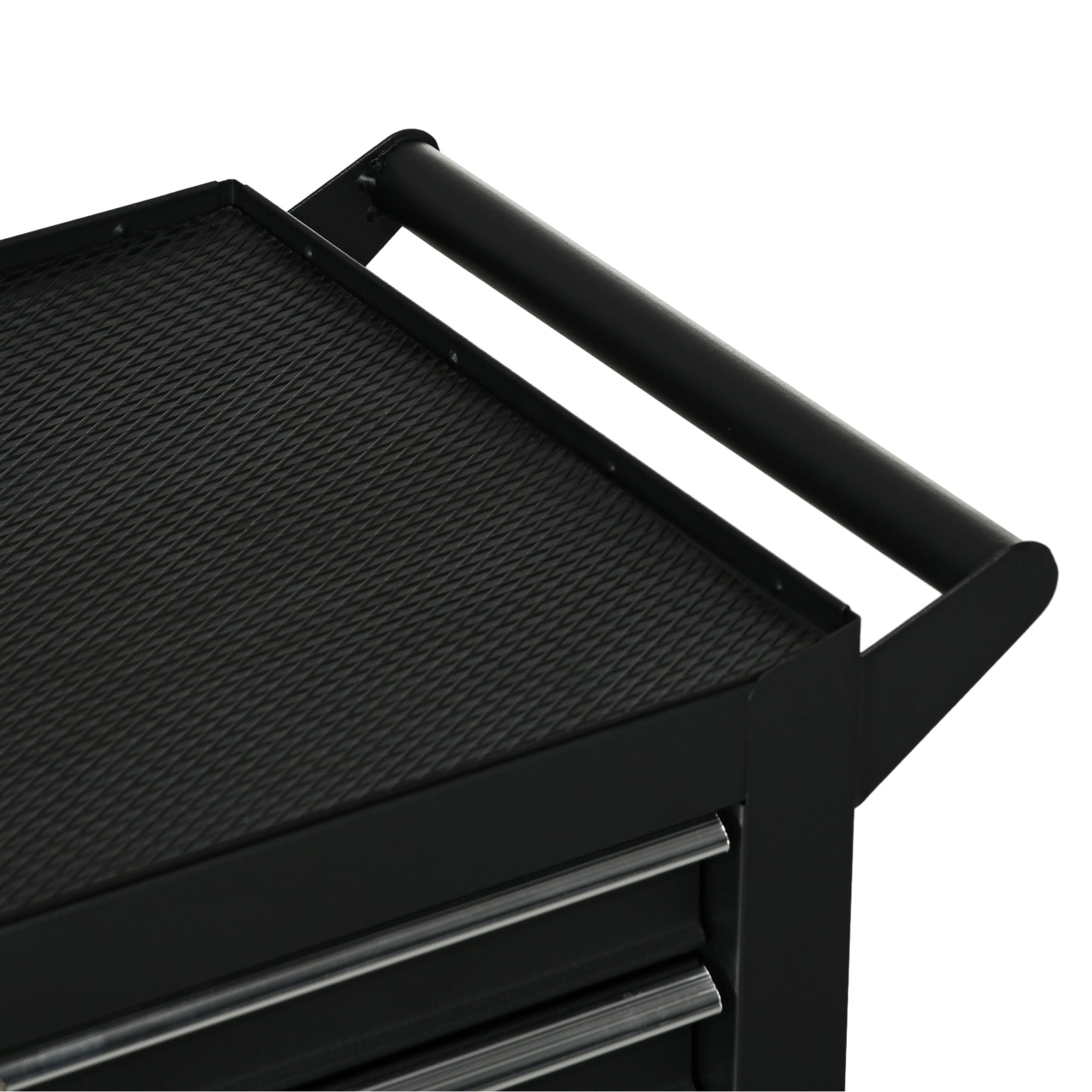 Tool Cart with 7 Drawers, EVA Mats, Lock and 2 Keys, Braked Wheels and Handle, Steel for Garage, Black