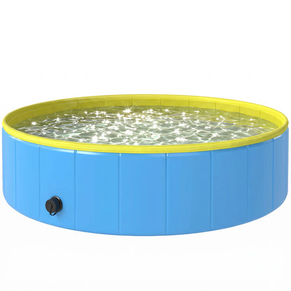 Foldable Dog Pool for Medium & Large Dogs, 120 x 30 cm (47 x 12 in) – Non-Slip Portable Pet Paddling Pool – Blue