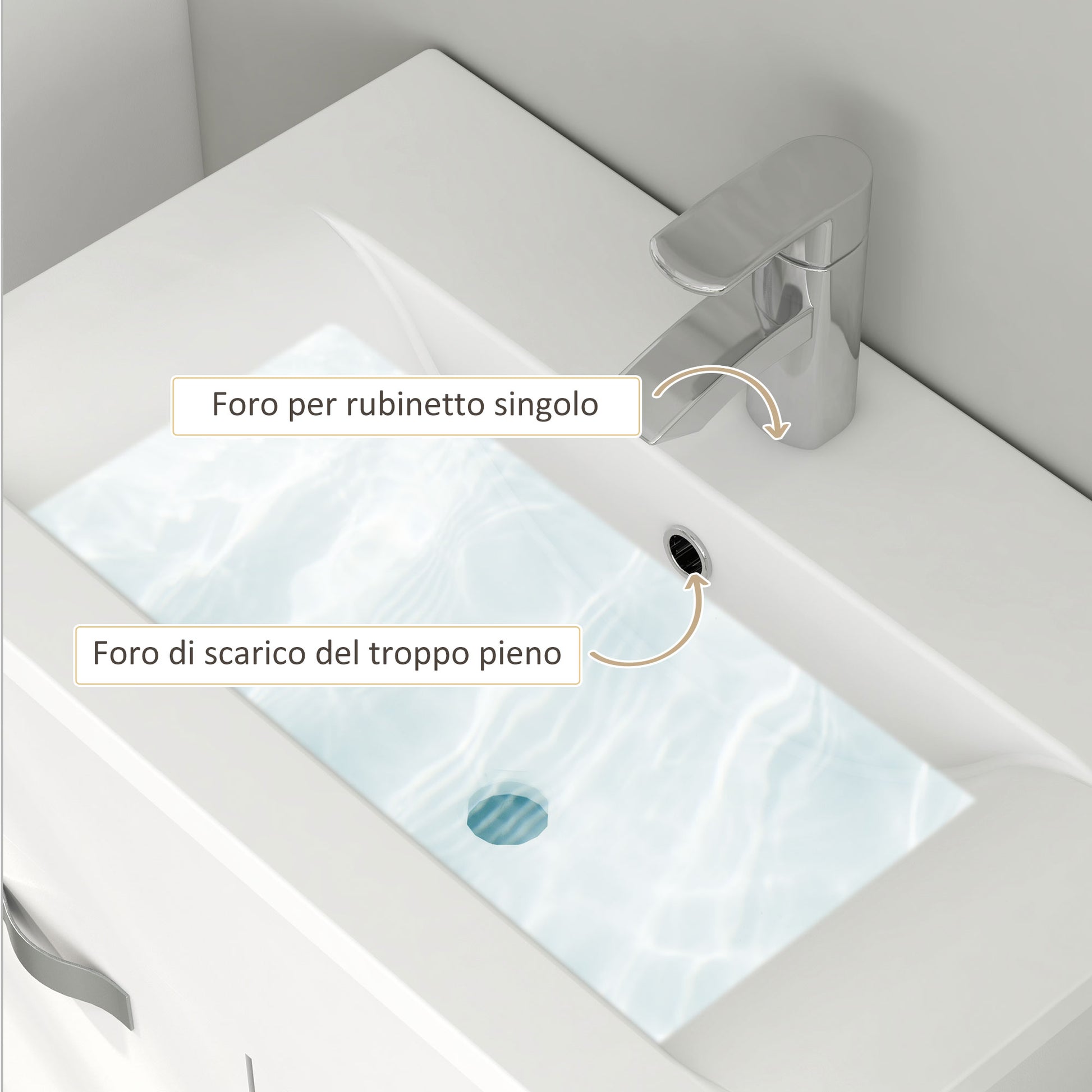Wall-Hung Bathroom Vanity Unit with Sink, 2 Doors with Soft-Close Hinges, 61x40x50cm, Glossy White