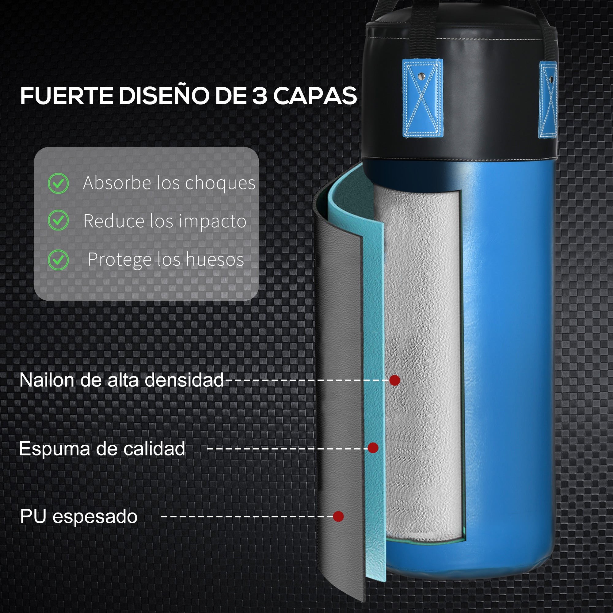 Professional Punching Bag with 8 oz Gloves, Hook, and Storage Bag Training Sandbag for Adults and Teens Ø25x102 cm Blue