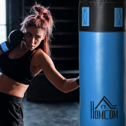Professional Punching Bag with 8 oz Gloves, Hook, and Storage Bag Training Sandbag for Adults and Teens Ø25x102 cm Blue