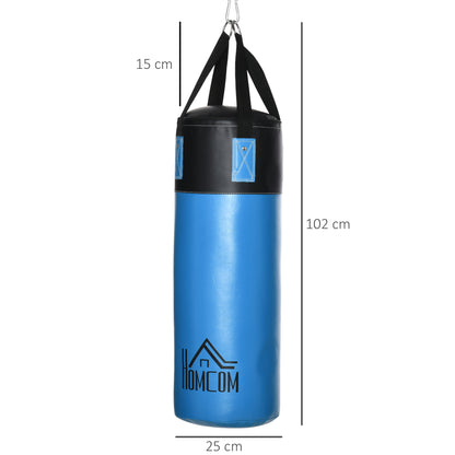 Professional Punching Bag with 8 oz Gloves, Hook, and Storage Bag Training Sandbag for Adults and Teens Ø25x102 cm Blue