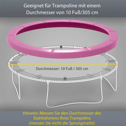 SPORTNOW Trampoline Safety Pad 10 ft, Tear-Resistant UV-Resistant Spring Cover, Waterproof Edge Protector for Garden Trampolines — Pink