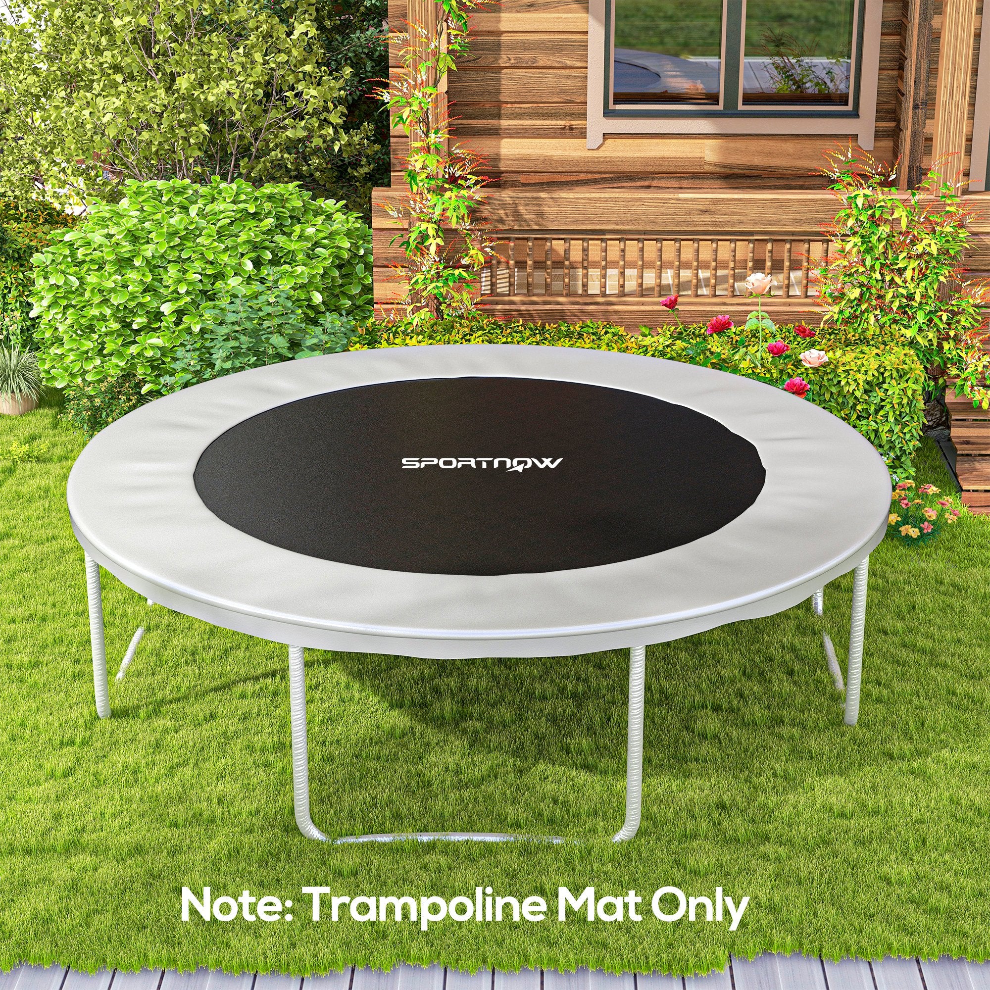 SPORTNOW Replacement Trampoline Mat, Compatible with 8ft Trampoline Ø 2.4m and 14 cm Springs, with spring pulling tool and 42 V-hooks (spring not included)