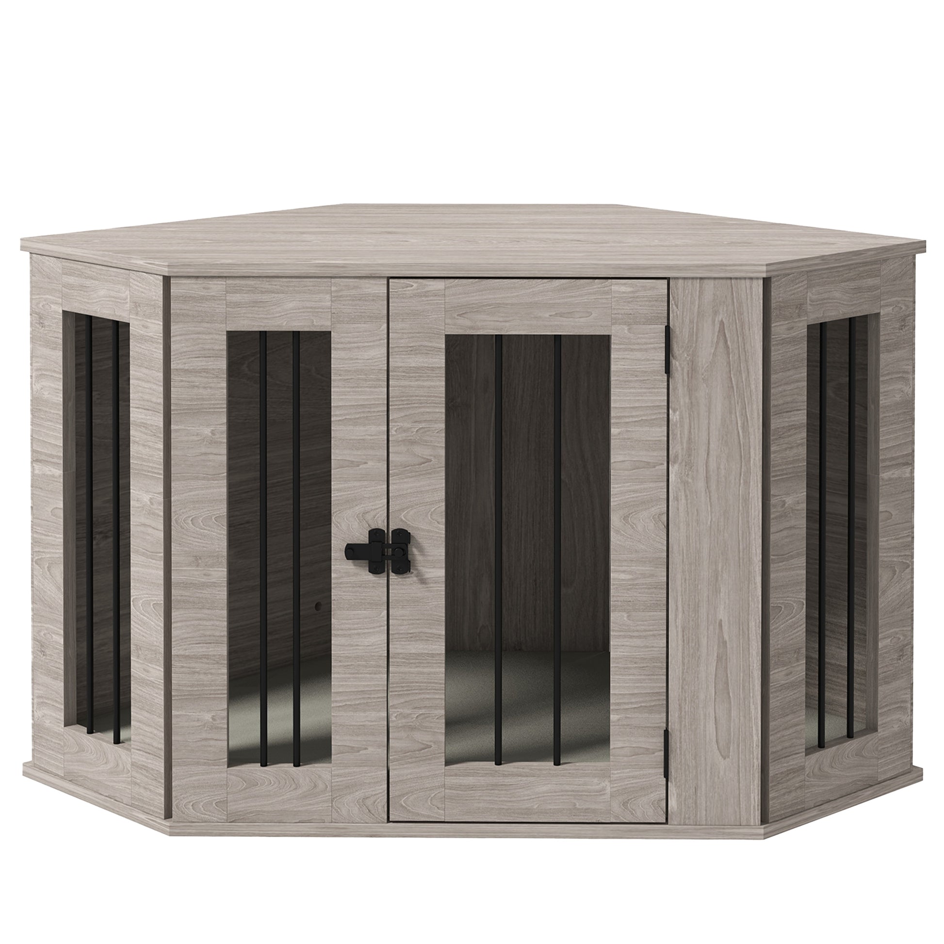 Dog Crate, Rectangular Dog House with Cushion, Pet Cage for Medium-Sized Dogs, Walnut, 104 x 55 x 63 cm