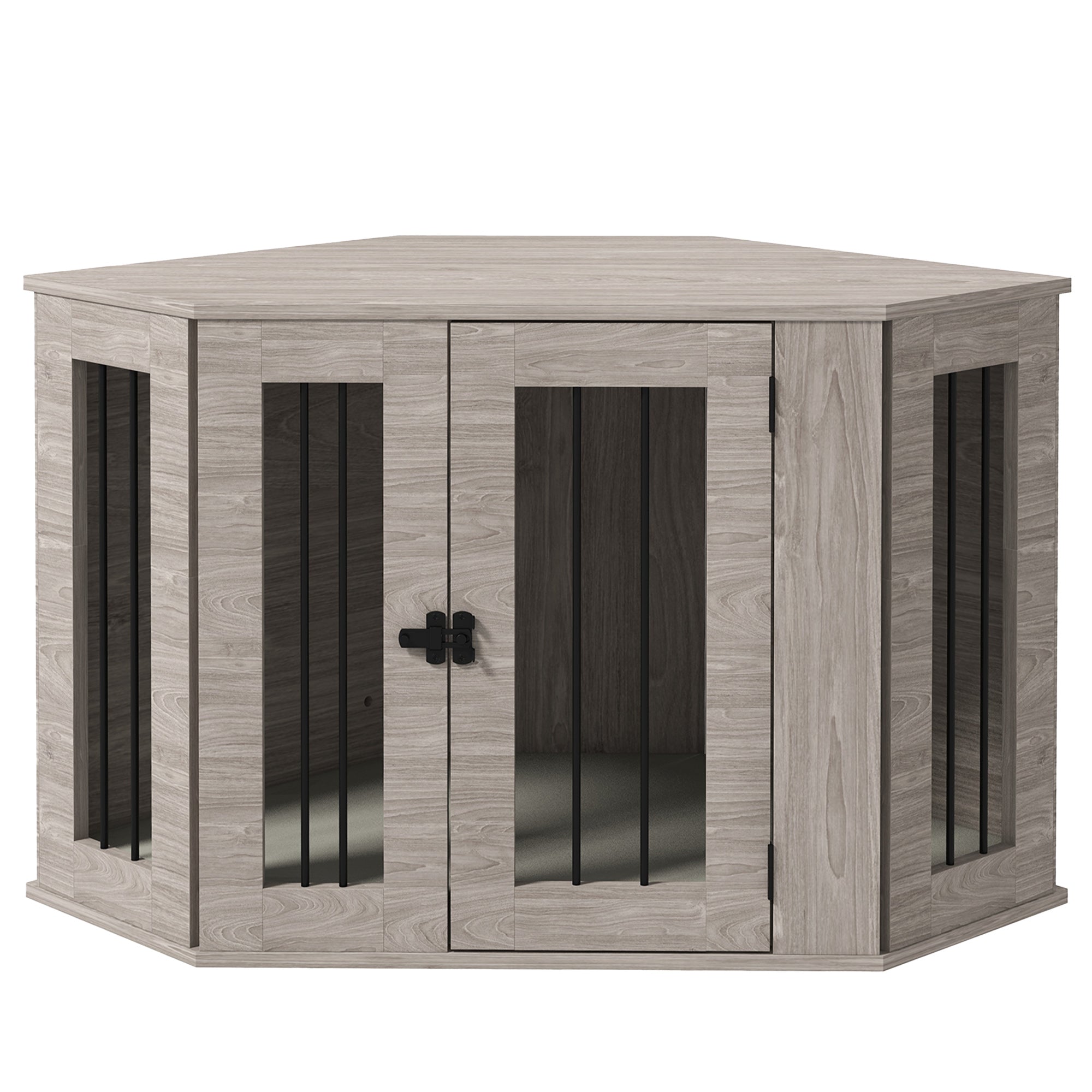 Dog Crate, Rectangular Dog House with Cushion, Pet Cage for Medium-Sized Dogs, Walnut, 104 x 55 x 63 cm