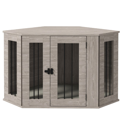 Dog Crate, Rectangular Dog House with Cushion, Pet Cage for Medium-Sized Dogs, Walnut, 104 x 55 x 63 cm