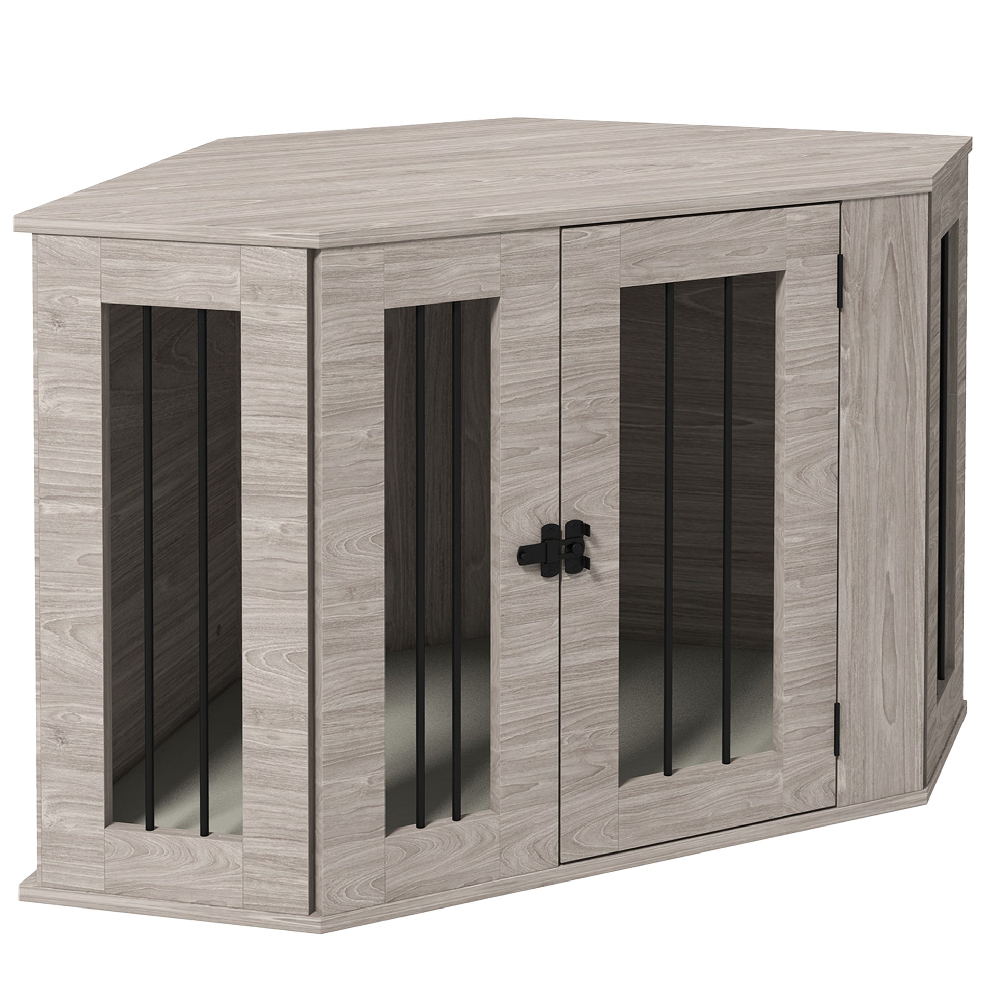 Dog Crate, Rectangular Dog House with Cushion, Pet Cage for Medium-Sized Dogs, Walnut, 104 x 55 x 63 cm