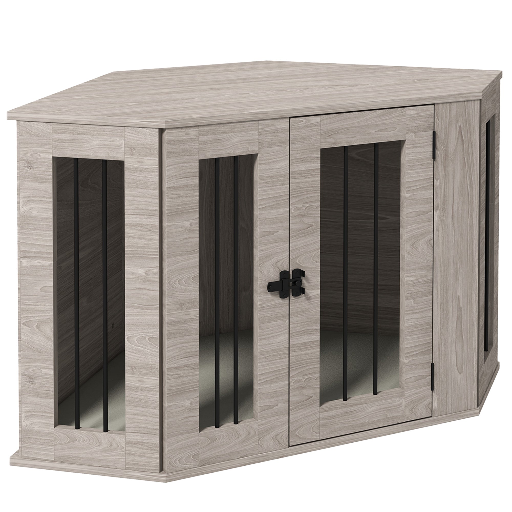 Dog Crate, Rectangular Dog House with Cushion, Pet Cage for Medium-Sized Dogs, Walnut, 104 x 55 x 63 cm
