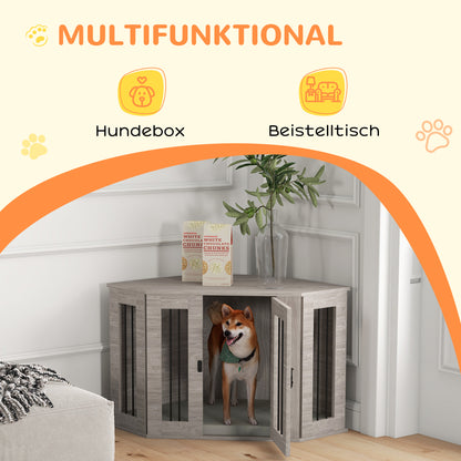 Dog Crate, Rectangular Dog House with Cushion, Pet Cage for Medium-Sized Dogs, Walnut, 104 x 55 x 63 cm