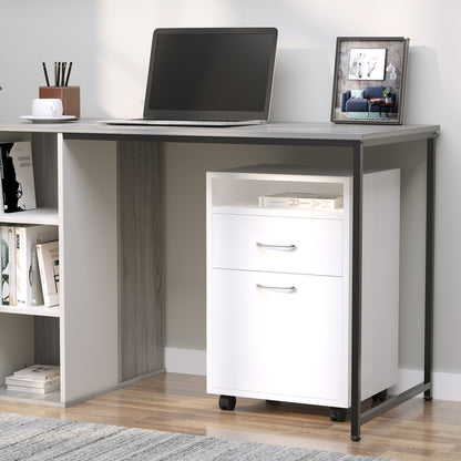 Office Cabinet Storage Cabinet on Wheels with Drawer Cupboard Shelf Particle Board White
