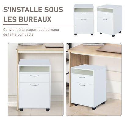 Office Cabinet Storage Cabinet on Wheels with Drawer Cupboard Shelf Particle Board White