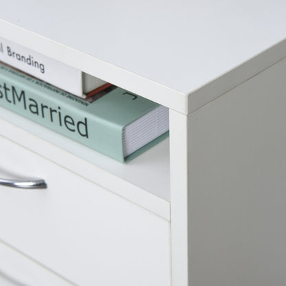 Office Cabinet Storage Cabinet on Wheels with Drawer Cupboard Shelf Particle Board White