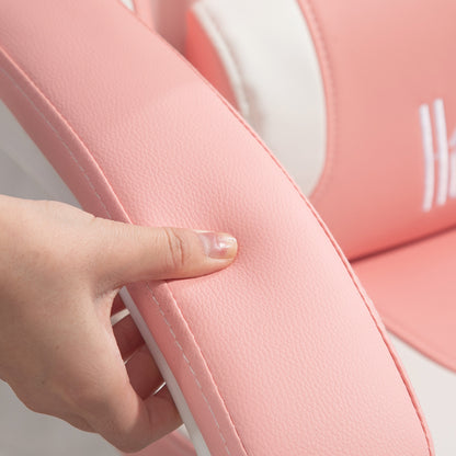 Gaming Chair with Cat Ears Reclining Gamer Chair with Adjustable Height Retractable Footrest Lumbar Support and Detachable Headrest Office Study Chair Pink