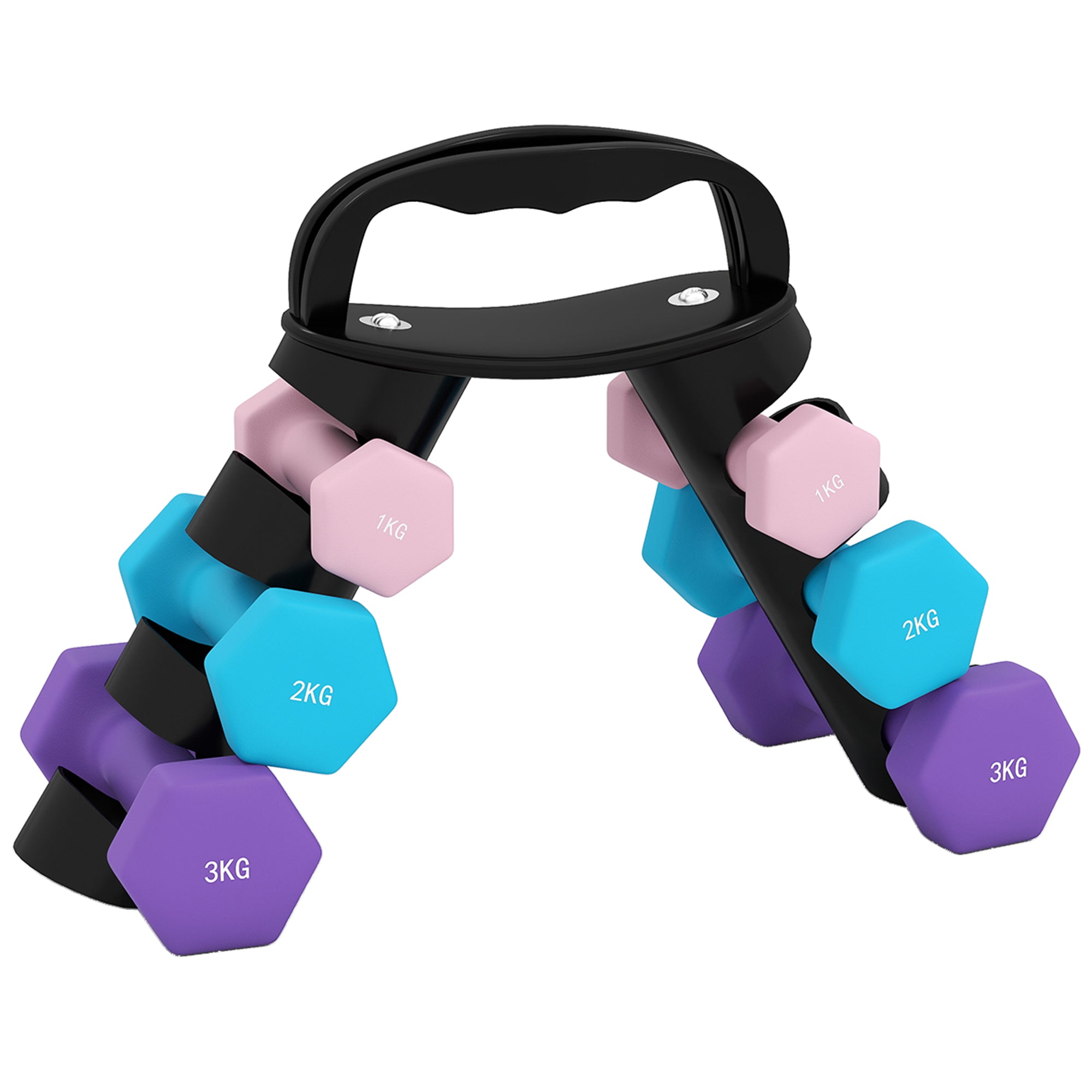 SPORTNOW Hex Dumbbell Set — 2x1/2x2/2x3 kg with Convertible Rack for Home Training