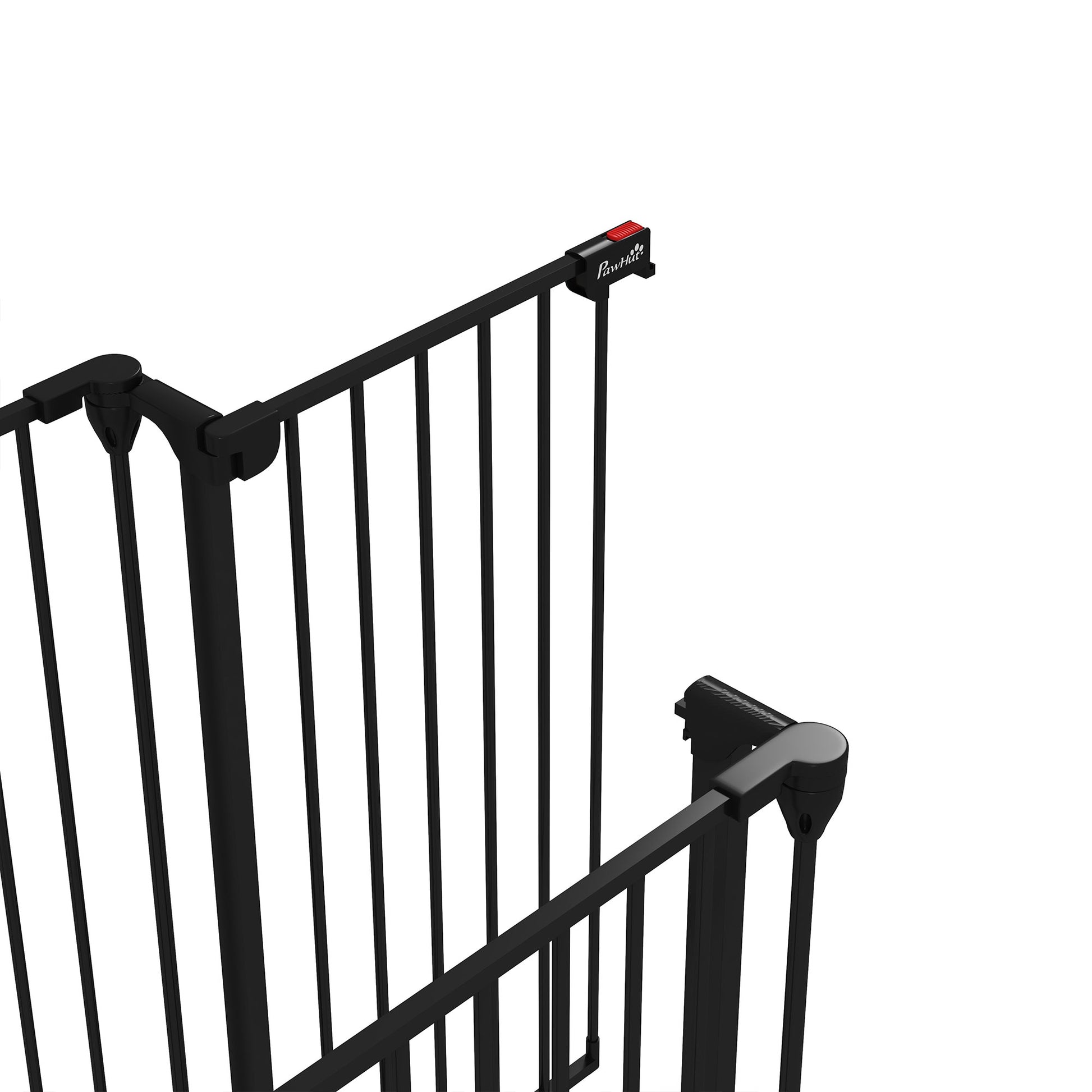 Steel Dog Barrier 206x90 cm Pet Fence 3-Panel Foldable Gate with Double Lock and Auxiliary Locking Function for Doorway Hallway Stairway Black