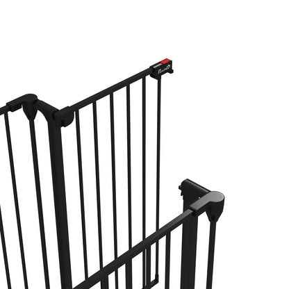 Steel Dog Barrier 206x90 cm Pet Fence 3-Panel Foldable Gate with Double Lock and Auxiliary Locking Function for Doorway Hallway Stairway Black