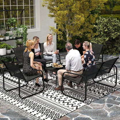 5-Piece Outdoor Garden Set in Steel and Textilene with 2 Two-Seater Sofas, 2 Armchairs, and Tempered Glass Coffee Table, Patio Garden Furniture Terrace, Grey