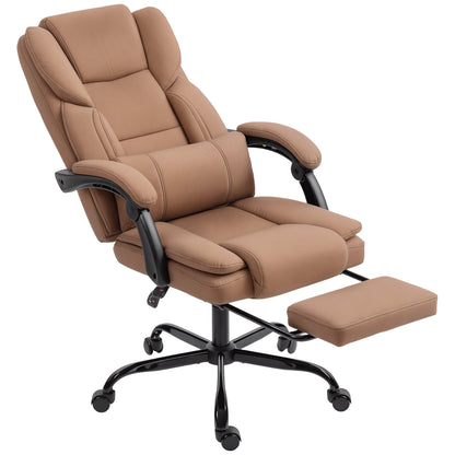 Ergonomic Office Chair with Footrest — Adjustable Height, Lumbar Support, 360° Swivel, Pet-Friendly PU Leather, Brown