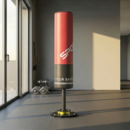 SPORTNOW 53 in (135 cm) Freestanding Punching Bag – Red/Black, Shock-Absorbing Base, 10 Suction Cups, Kickboxing & MMA Trainer for Adults
