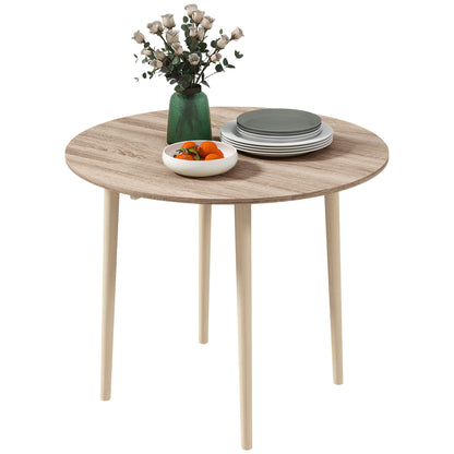 Folding kitchen dining table with 2 drop leaves - extendable round table - space-saving with wooden legs Ø89 x 73.5H cm