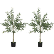 Artificial Olive Trees 120 cm Decorative Artificial Plants with Silk Leaves and 20 Olives Interior Decoration for Home Office Bedroom Living Room Pack of 2