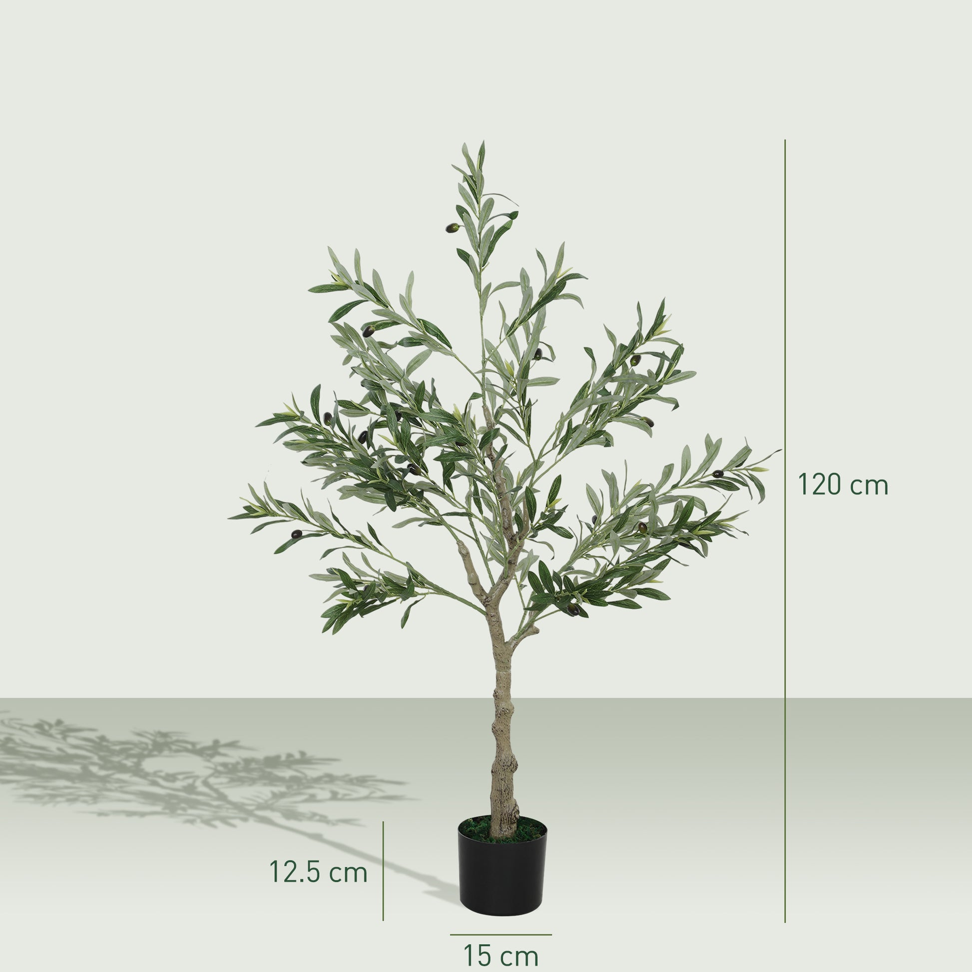Artificial Olive Trees 120 cm Decorative Artificial Plants with Silk Leaves and 20 Olives Interior Decoration for Home Office Bedroom Living Room Pack of 2