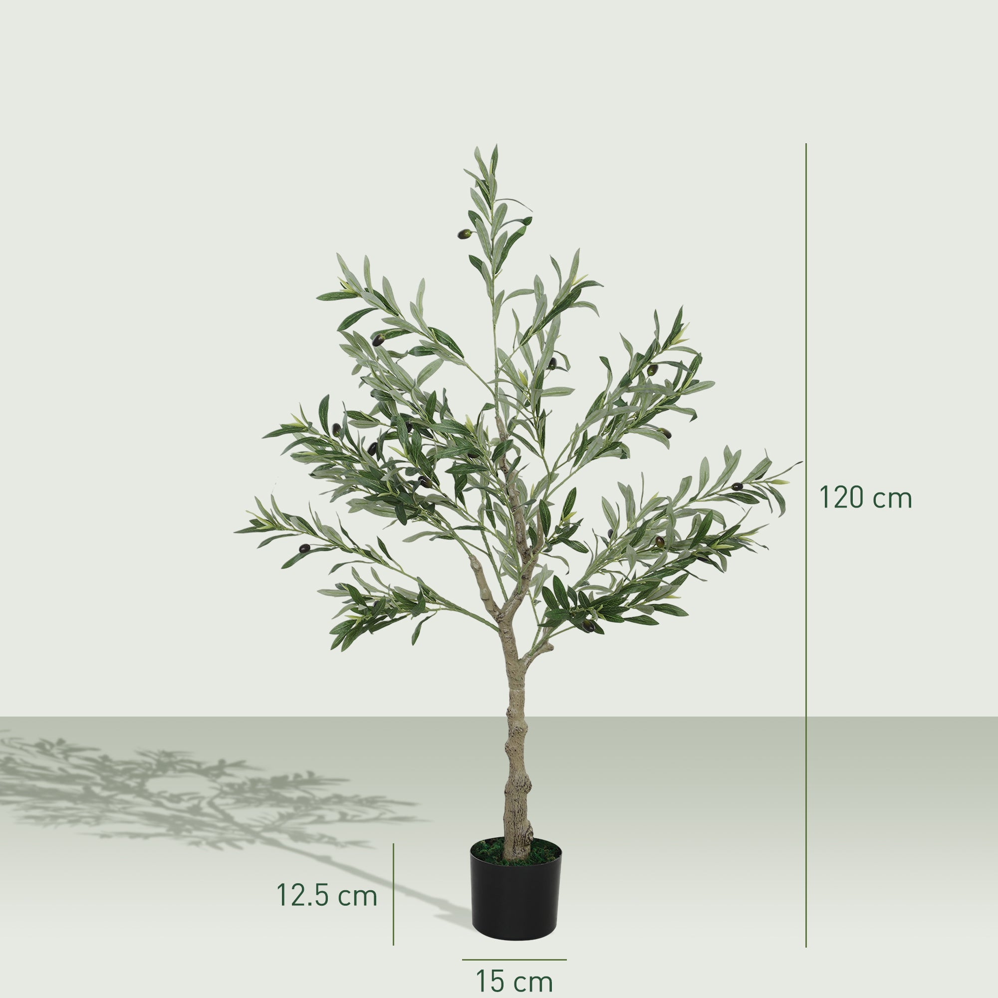 Artificial Olive Trees 120 cm Decorative Artificial Plants with Silk Leaves and 20 Olives Interior Decoration for Home Office Bedroom Living Room Pack of 2